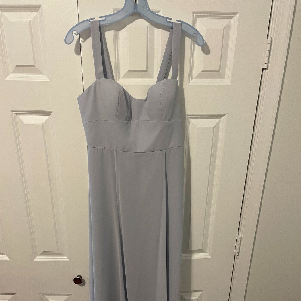 Jenny Yoo Light Gray Strap Sheath Dress